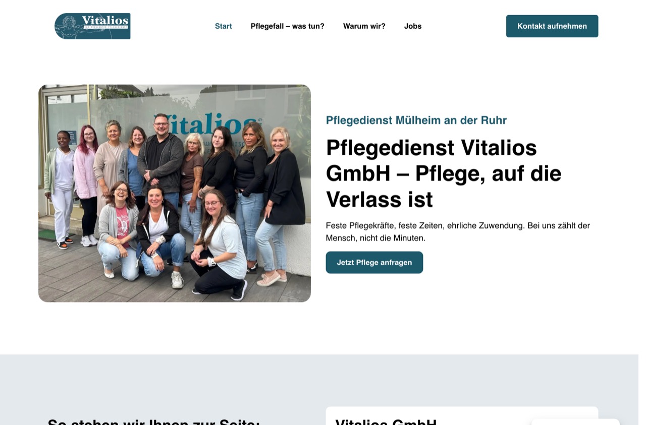 Website von Vitalios, gebaut von NetzPflege